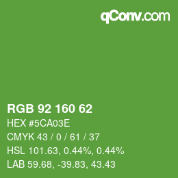 カラーコード: RGB 92 160 62 | qconv.com