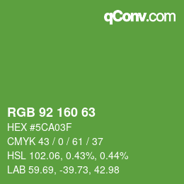 Color code: RGB 92 160 63 | qconv.com