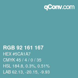 カラーコード: RGB 92 161 167 | qconv.com