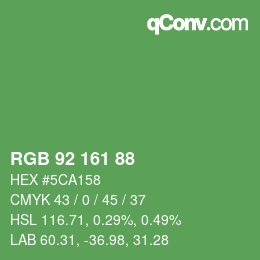 カラーコード: RGB 92 161 88 | qconv.com