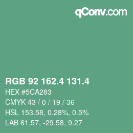 カラーコード: RGB 92 162.4 131.4 | qconv.com