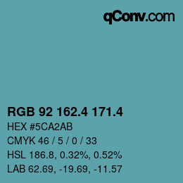 カラーコード: RGB 92 162.4 171.4 | qconv.com