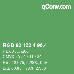 カラーコード: RGB 92 162.4 96.4 | qconv.com