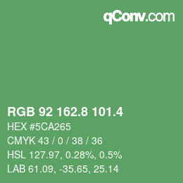 カラーコード: RGB 92 162.8 101.4 | qconv.com