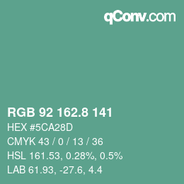 カラーコード: RGB 92 162.8 141 | qconv.com