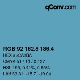 カラーコード: RGB 92 162.8 186.4 | qconv.com