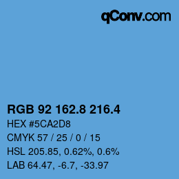 カラーコード: RGB 92 162.8 216.4 | qconv.com