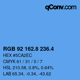 カラーコード: RGB 92 162.8 236.4 | qconv.com