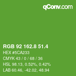 カラーコード: RGB 92 162.8 51.4 | qconv.com