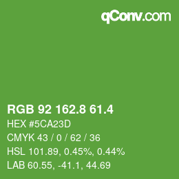 カラーコード: RGB 92 162.8 61.4 | qconv.com