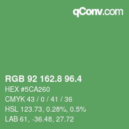 カラーコード: RGB 92 162.8 96.4 | qconv.com