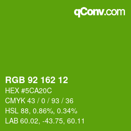 Color code: RGB 92 162 12 | qconv.com