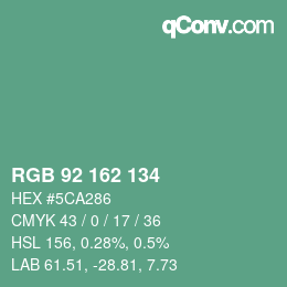 カラーコード: RGB 92 162 134 | qconv.com