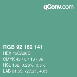 カラーコード: RGB 92 162 141 | qconv.com