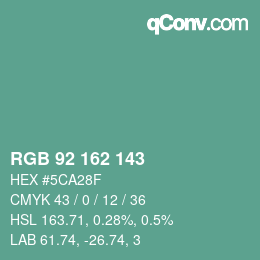 Color code: RGB 92 162 143 | qconv.com