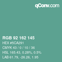 カラーコード: RGB 92 162 145 | qconv.com