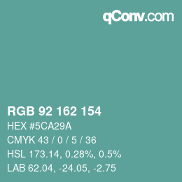 Color code: RGB 92 162 154 | qconv.com