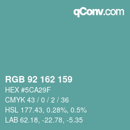 カラーコード: RGB 92 162 159 | qconv.com