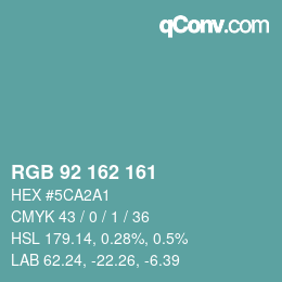 カラーコード: RGB 92 162 161 | qconv.com