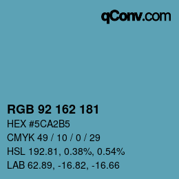 カラーコード: RGB 92 162 181 | qconv.com