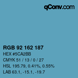 カラーコード: RGB 92 162 187 | qconv.com