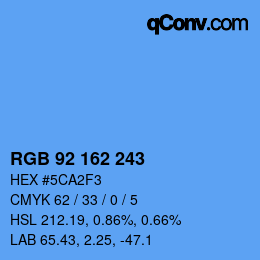 カラーコード: RGB 92 162 243 | qconv.com