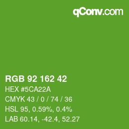 颜色代码: RGB 92 162 42 | qconv.com