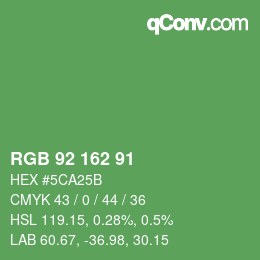 Color code: RGB 92 162 91 | qconv.com