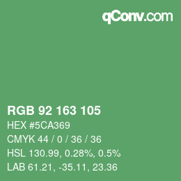 颜色代码: RGB 92 163 105 | qconv.com