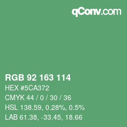 颜色代码: RGB 92 163 114 | qconv.com