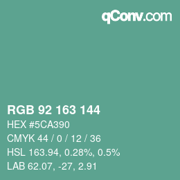 颜色代码: RGB 92 163 144 | qconv.com