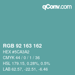 カラーコード: RGB 92 163 162 | qconv.com