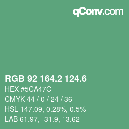 カラーコード: RGB 92 164.2 124.6 | qconv.com