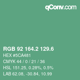 カラーコード: RGB 92 164.2 129.6 | qconv.com