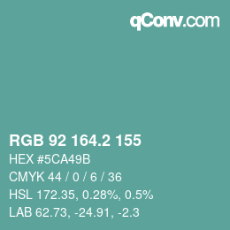 Color code: RGB 92 164.2 155 | qconv.com
