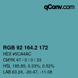 カラーコード: RGB 92 164.2 172 | qconv.com