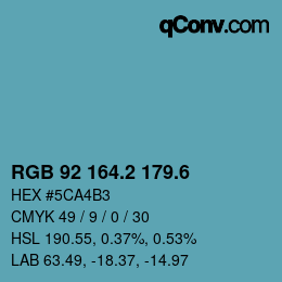 カラーコード: RGB 92 164.2 179.6 | qconv.com