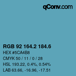 カラーコード: RGB 92 164.2 184.6 | qconv.com
