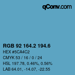 カラーコード: RGB 92 164.2 194.6 | qconv.com