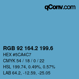 カラーコード: RGB 92 164.2 199.6 | qconv.com