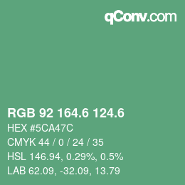 カラーコード: RGB 92 164.6 124.6 | qconv.com