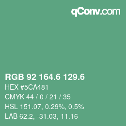 カラーコード: RGB 92 164.6 129.6 | qconv.com