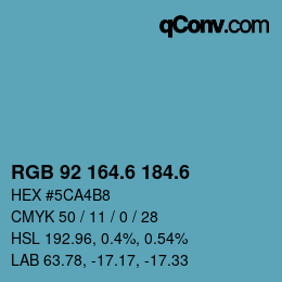 カラーコード: RGB 92 164.6 184.6 | qconv.com