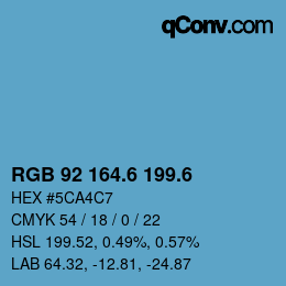 カラーコード: RGB 92 164.6 199.6 | qconv.com
