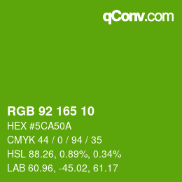 颜色代码: RGB 92 165 10 | qconv.com