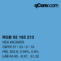 Color code: RGB 92 165 213 | qconv.com