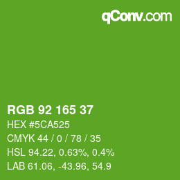 カラーコード: RGB 92 165 37 | qconv.com