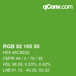 カラーコード: RGB 92 165 50 | qconv.com