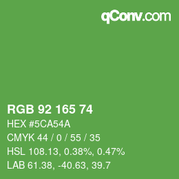 カラーコード: RGB 92 165 74 | qconv.com