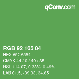 カラーコード: RGB 92 165 84 | qconv.com